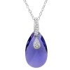 Sterling Silver Purple Briolette Pendant-Necklace with Swarovski Crystals