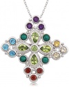 Sterling Silver and Multi-Gemstone Kaleidoscope Diamond Pin