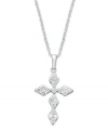 Give her the gift she'll cherish forever. Symbolic and sparkling, this marquise-shaped cross pendant shines exquisitely with round-cut diamonds (1/2 ct. t.w.) set in 14k white gold. Approximate length: 18 inches. Approximate drop: 1 inch.