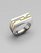 From the Nile Collection. A sleek, square-edged silhouette in sterling silver with a linear zigzag goldplated stripe.Sterling silverGoldplatedWidth, about ¾Imported