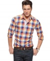 Pop in some plaid for a casually preppy look with this shirt from BOSS ORANGE.