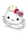 Look regal and resplendent. Hello Kitty's sterling silver princess ring features colorful enamel accents and a 14k gold over sterling silver crown and nose for a stylish and whimsical touch. Size 7.