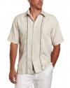 Cubavera Men's Short Sleeve Contrast Piping Embroidery Point Collar Shirt