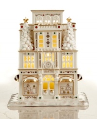 There's no better place for holiday shopping than the Mistletoe Park department store. Trimmed in gold garland, glitter and other elegant Christmas accessories, it's a beautiful addition to the quaint porcelain village. From Lenox. There's no better place for holiday shopping than the Mistletoe Park department store. Trimmed in gold garland, glitter and other elegant Christmas accessories, it's a beautiful addition to the quaint porcelain village. From Lenox.