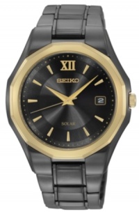 A dusky watch design with golden shine, by Sieko. Built with an internal solar cell battery that harnesses natural light. A dusky watch design with golden shine, by Sieko. Built with an internal solar cell battery that harnesses natural light.
