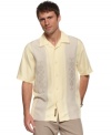 Take your wardrobe on an instant vacation with this breezy panel-front shirt from Cubavera. (Clearance)