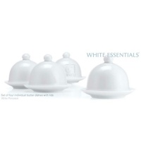 SET OF 4 WHITE PORCELAIN BUTTER DISH WITH COVER SET OF 4 WHITE PORCELAIN BUTTER DISH WITH COVER