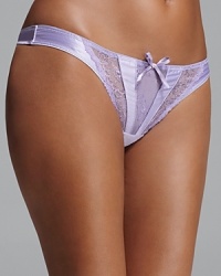 Alternating panels of satin and lace lend sophisticated style to this luxe thong from Pleasure State. Style #P37-2196W Alternating panels of satin and lace lend sophisticated style to this luxe thong from Pleasure State. Style #P37-2196W