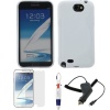 GTMax Matte White S-Shape TPU Case Cover + Clear Screen Protector + Car Charger for Samsung Galaxy Note II 2 N7100 ( Mobile, Sprint, AT&T, Verizon ) with * 4-Color Clip Pen *