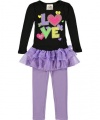 Beautees Colored by Love 2-Piece Outfit (Sizes 4 - 6X) - black/lilac, 6