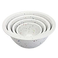 These unique mixing and prep bowls are made of recycled durable melamine. They would make a fun addition to any kitchen. The bowls nest for easy storage and are durable enough to for use with an electric mixer. They are perfect to use for indoor & outdoor entertaining. Stain resistant. These unique mixing and prep bowls are made of recycled durable melamine. They would make a fun addition to any kitchen. The bowls nest for easy storage and are durable enough to for use with an electric mixer. They are perfect to use for indoor & outdoor entertaining. Stain resistant.