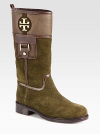 Opt for a classic equestrian-inspired style of suede and pebbled leather, topped off with a signature logo detail and side buckle. Stacked heel, 1¼ (30mm)Shaft, 12Leg circumference, 13¼Suede and leather upperPull-on styleLeather liningLeather and rubber solePadded insoleImported Opt for a classic equestrian-inspired style of suede and pebbled leather, topped off with a signature logo detail and side buckle. Stacked heel, 1¼ (30mm)Shaft, 12Leg circumference, 13¼Suede and leather upperPull-on styleLeather liningLeather and rubber solePadded insoleImported