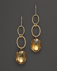 Rosecut oval lemon citrine briolettes add rich sparkle to links of 14K yellow gold. By Nancy B. Rosecut oval lemon citrine briolettes add rich sparkle to links of 14K yellow gold. By Nancy B.