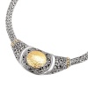 925 Silver Hammered Circle Pendant Necklace with 18k Gold Accents- 18 IN