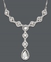 Illuminate your neckline with stylish sparkle. Charter Club necklace features round and pear-cut crystals in a dramatic Y shape. Crafted in silver tone mixed metal. Approximate length: 16-1/2 inches + 2-inch extender.