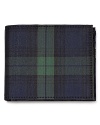 A handsome wallet in classic Black Watch plaid lends an air of traditionalism to your cash and card carrier.