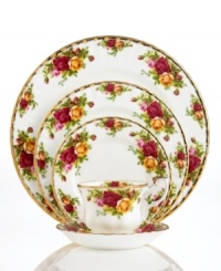 Old Country Roses place settings adorn your table with the flavor of the English countryside. This popular bone china pattern surrounds blooming sprays of colorful English roses with hand-applied bands of 22-karat gold. Safe for use in the dishwasher, oven and freezer. Old Country Roses place settings adorn your table with the flavor of the English countryside. This popular bone china pattern surrounds blooming sprays of colorful English roses with hand-applied bands of 22-karat gold. Safe for use in the dishwasher, oven and freezer.