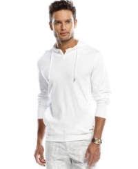 Light on fabric but heavy on style, this hoodie from Calvin Klein is an ideal summer layer. Light on fabric but heavy on style, this hoodie from Calvin Klein is an ideal summer layer.