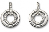 Swarovski Rhodium and Crystal Pave Circles Drop Pierced Earrings 678224 Swarovski Rhodium and Crystal Pave Circles Drop Pierced Earrings 678224