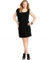 Toast the weekend in style with DKNYC's asymmetrical sleeve plus size dress, flaunting a flattering draped design.