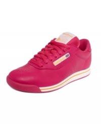 A sneaker for the girly girl in all of us. Reebok's Princess sneakers are all-leather with a contrasting accent stripe along the sole. A sneaker for the girly girl in all of us. Reebok's Princess sneakers are all-leather with a contrasting accent stripe along the sole.