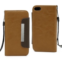 Litchi Wallet for the apple iPhone 5 w/2 Card slot, Removeable strap - BROWN Litchi Wallet for the apple iPhone 5 w/2 Card slot, Removeable strap - BROWN