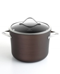 Just right. The perfect kitchen companion, this elegant bronze piece features multiple layers of nonstick technology, a hard-anodized construction and stay-cool handles for an unrivaled combination of professional performance and everyday ease. Your go-to for cooking soups, stocks, chili and more. Lifetime warranty. Just right. The perfect kitchen companion, this elegant bronze piece features multiple layers of nonstick technology, a hard-anodized construction and stay-cool handles for an unrivaled combination of professional performance and everyday ease. Your go-to for cooking soups, stocks, chili and more. Lifetime warranty.