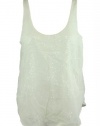 Aqua Womens Ivory Sheer Overlay Sequined Mesh Scoopneck Tank Top L