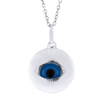 Blue Evil Eye Sterling Silver Charm Pendant Necklace W/18 Sterling Silver Chain Blue Evil Eye Sterling Silver Charm Pendant Necklace W/18 Sterling Silver Chain
