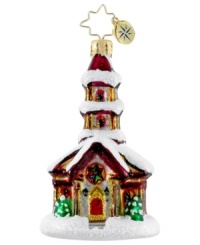 This beautiful Country Cathedral Gem ornament from Christopher Radko features a lovely hand-painted church surrounded by sparkling snow for a quaint setting upon your tree. This beautiful Country Cathedral Gem ornament from Christopher Radko features a lovely hand-painted church surrounded by sparkling snow for a quaint setting upon your tree.