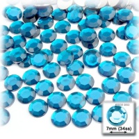 144pc Rhinestones Round 7mm - 34ss flatback Aqua Blue AQA 144pc Rhinestones Round 7mm - 34ss flatback Aqua Blue AQA