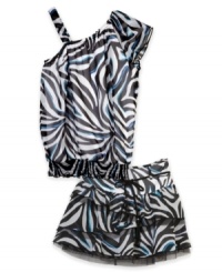 Into the wild. She can add exotic looks to her style rotation with this fierce one-shoulder dress. Into the wild. She can add exotic looks to her style rotation with this fierce one-shoulder dress.