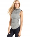 Add a sporty touch to your everyday look with this ruched turtleneck top from DKNY Jeans.
