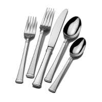 This classic Mikasa flatware set features simple banding at the neck and handle end. The timeless silhouette and polished sheen is perfect for any casual of formal event. This classic Mikasa flatware set features simple banding at the neck and handle end. The timeless silhouette and polished sheen is perfect for any casual of formal event.
