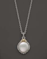 A stunning cultured pearl pendant necklace, framed in sterling silver. A stunning cultured pearl pendant necklace, framed in sterling silver.