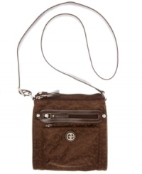 For the girl-on-the, this compact crossbody by Giani Bernini is the obvious choice. Signature jacquard and silver-tone hardware add instant appeal, while plenty of pockets offer easy access to all the essentials. For the girl-on-the, this compact crossbody by Giani Bernini is the obvious choice. Signature jacquard and silver-tone hardware add instant appeal, while plenty of pockets offer easy access to all the essentials.