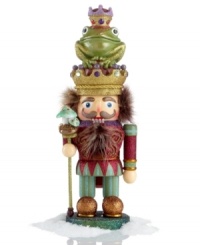 Tell a story with your holiday decor, starting with the Frog Prince. Toadstools on his staff and a creature in his crown make this whimsical nutcracker the embodiment of Grimm's beloved fairy tale. Tell a story with your holiday decor, starting with the Frog Prince. Toadstools on his staff and a creature in his crown make this whimsical nutcracker the embodiment of Grimm's beloved fairy tale.