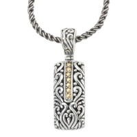 925 Silver Scroll & Dot Filigree Pendant with 18k Gold Accents 925 Silver Scroll & Dot Filigree Pendant with 18k Gold Accents