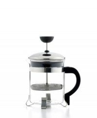 Appreciate the true essence of coffee by embracing the deep flavors of a freshly ground and freshly pressed brew. This classic press draws out the natural oils and robust taste of beans, preparing 4 cups at a time so you can share the experience with those closest to you. Appreciate the true essence of coffee by embracing the deep flavors of a freshly ground and freshly pressed brew. This classic press draws out the natural oils and robust taste of beans, preparing 4 cups at a time so you can share the experience with those closest to you.
