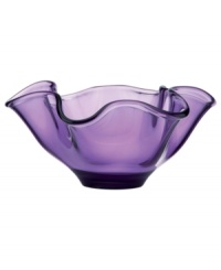 Fresh and elegant, this Lenox Organics bowl is crafted of heavy crystal with a playful ruffled edge. A bold purple hue adds to its allure, making a stylish impact on any space. Fresh and elegant, this Lenox Organics bowl is crafted of heavy crystal with a playful ruffled edge. A bold purple hue adds to its allure, making a stylish impact on any space.