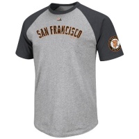 MLB San Francisco Giants Big Leaguer Fashion Crew Neck Ringer T-Shirt, Steel Heather/Charcoal Heather MLB San Francisco Giants Big Leaguer Fashion Crew Neck Ringer T-Shirt, Steel Heather/Charcoal Heather