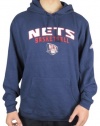Adidas Mens NBA Brooklyn Nets Athletic Pullover Warm Hoodie with Embroidered Logo - Blue (Size: S)