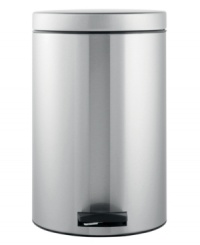 Put the pedal to the metal. This trash can features a patented soft-touch closure that lets the lid open smoothly and silently with just a gentle push of the pedal. The all-steel design has a fingerprint-proof finish to help your kitchen shine brighter with less effort. 10-year warranty. Put the pedal to the metal. This trash can features a patented soft-touch closure that lets the lid open smoothly and silently with just a gentle push of the pedal. The all-steel design has a fingerprint-proof finish to help your kitchen shine brighter with less effort. 10-year warranty.