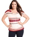 Partner your go-to casual bottoms with INC's short sleeve plus size top, showcasing on-trend stripes.