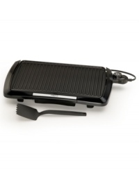 Take this grill on the go! The Presto 16 indoor grill is a superb alternative to the stovetop or outdoor grill, with a premium nonstick surface for easy cleanup and lean cooking. Control Master heat control maintains cooking temperature on the surface. One year warranty. Model 09020. Take this grill on the go! The Presto 16 indoor grill is a superb alternative to the stovetop or outdoor grill, with a premium nonstick surface for easy cleanup and lean cooking. Control Master heat control maintains cooking temperature on the surface. One year warranty. Model 09020.