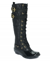 Fill your rainy days with loads of detail. Sperry Top-Sider's Albatross rain boots feature lace-up and double buckle detailing with zippers on the inside. A micro-fleece lining inside keeps your toes warm, while the weather protection keeps things nice and dry. Fill your rainy days with loads of detail. Sperry Top-Sider's Albatross rain boots feature lace-up and double buckle detailing with zippers on the inside. A micro-fleece lining inside keeps your toes warm, while the weather protection keeps things nice and dry.