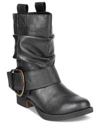 A chunky strap stretches across the vamp of Madden Girl's Abel booties, creating a cute, structured look that's sure to be your new fave. A chunky strap stretches across the vamp of Madden Girl's Abel booties, creating a cute, structured look that's sure to be your new fave.