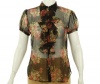 Lauren Ralph Lauren Sheer Short Sleeve Blouse Brown Multi L