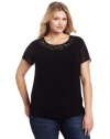 DKNYC Women's Short Sleeve Embellished Top