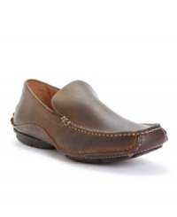 This sexy leather loafer blends moccasin looks with the clean lines of a dressier loafer. Contrast stitching at seams. Fully leather lined. Rubber outsole. Imported. This sexy leather loafer blends moccasin looks with the clean lines of a dressier loafer. Contrast stitching at seams. Fully leather lined. Rubber outsole. Imported.
